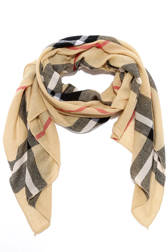 Cute Beige Scarf Plaid Scarf Woven Scarf 18.00 Lulus