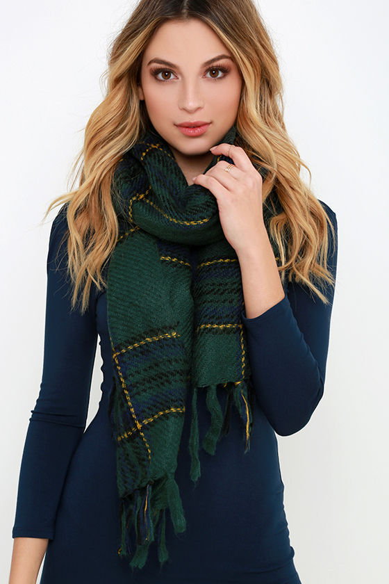 Sale > blue and green plaid scarf > in stock