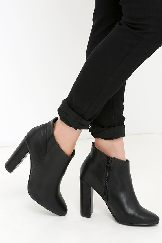 Cute Black Booties - Vegan Leather Booties - High Heel Booties - $34.00