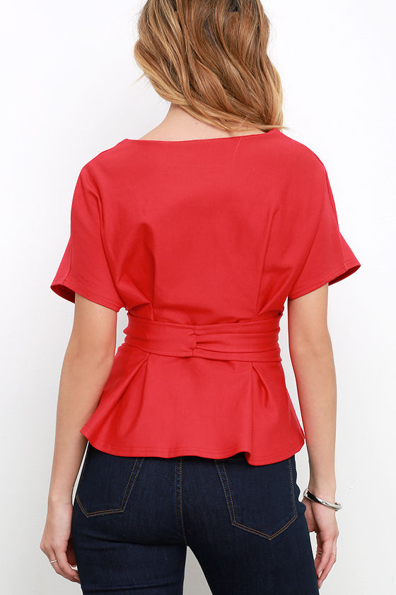Coral Red Top FitandFlare Top Short Sleeve Top 59.00