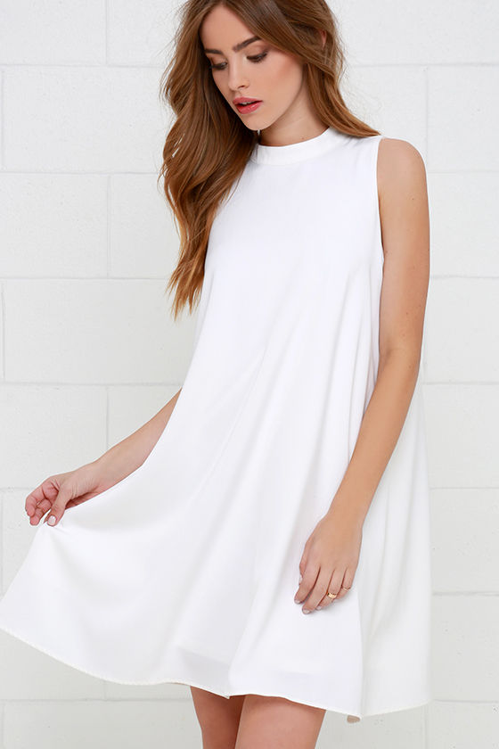 white swing dress