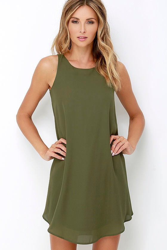 olive green shift dress