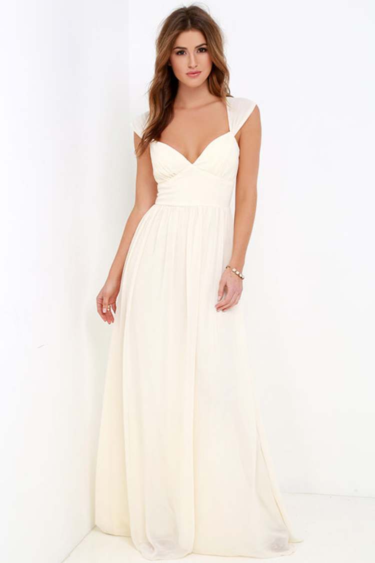 white christmas dresses Bridgerton Inspired Cream Regency Era Dress with Chiffon Ruffle