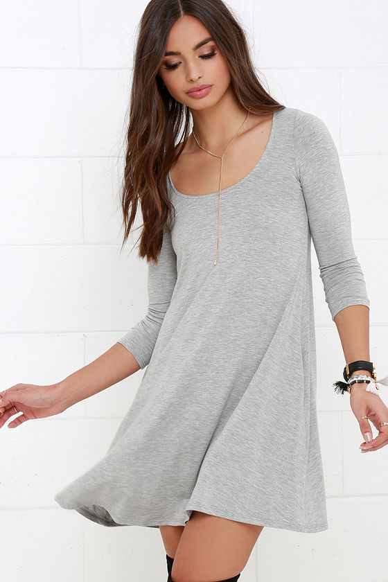 Twirl Power Heather Grey Swing Dress 1