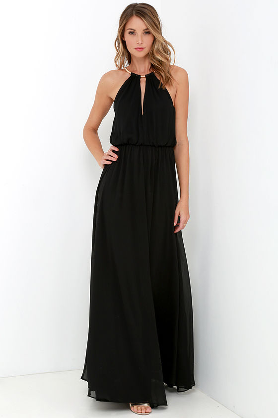 Lovely Black Dress Maxi Dress Necklace Dress 75.00 Lulus