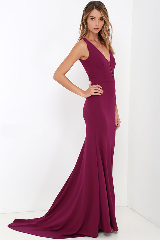 magenta color gown