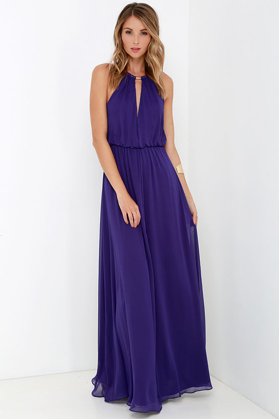 purple and blue maxi dress
