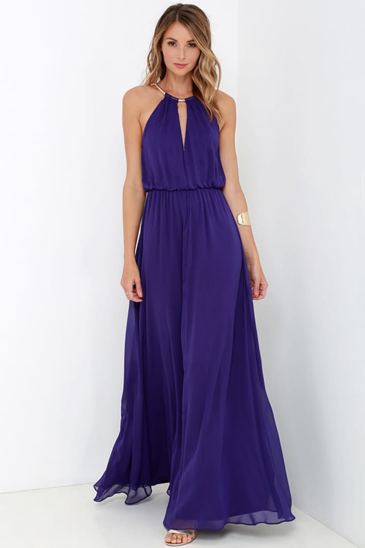 lulus purple maxi dress Damaris Dark Purple Mock Neck Backless Maxi Dress