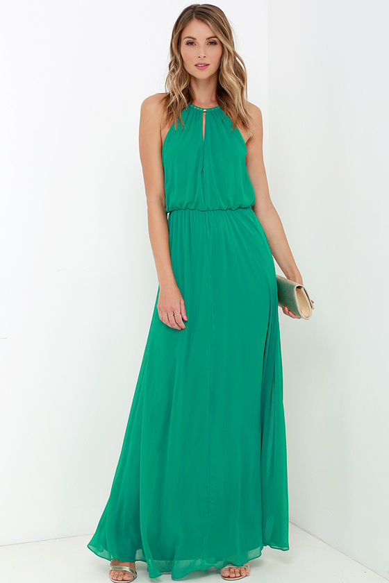 Lovely Green Dress Maxi Dress Necklace Dress 75.00