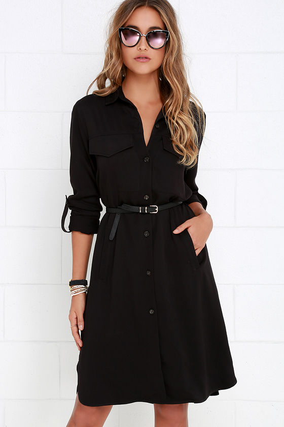 Cute Black  Dress  Shirt  Dress  Lightweight Jacket 64 00