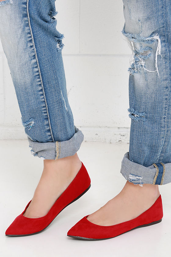 shiny red flats