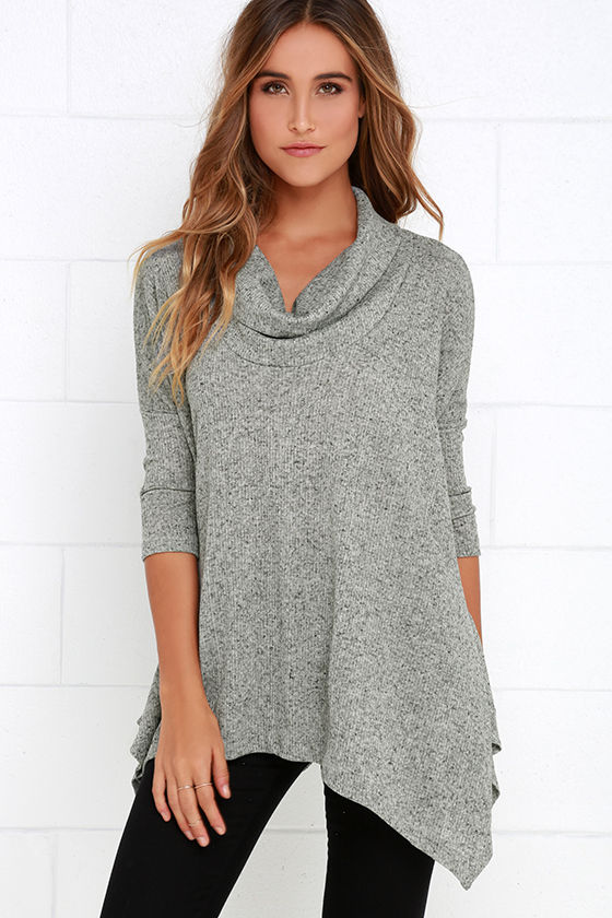 Grey Top - Oversized Top - Cowl Neck Top - $39.00 - Lulus