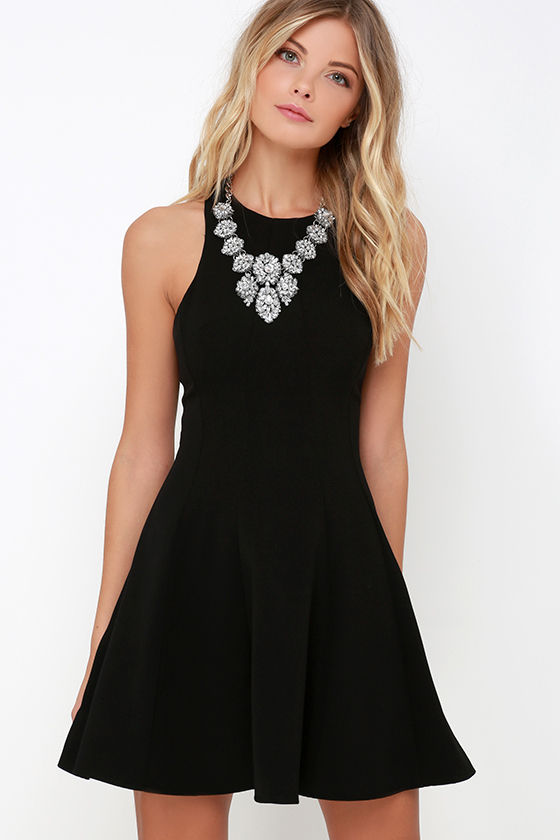 black fit n flare dress