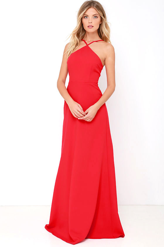 Lovely Red Dress - Halter Dress - Maxi Dress - $68.00 - Lulus