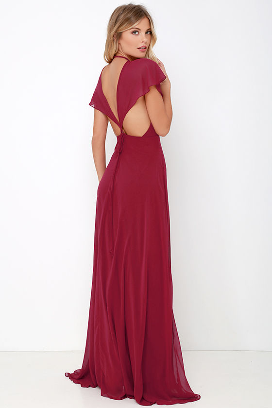 Lovely Wine Red Dress - Maxi Dress - Short Sleeve Dress - $112.00 - Lulus