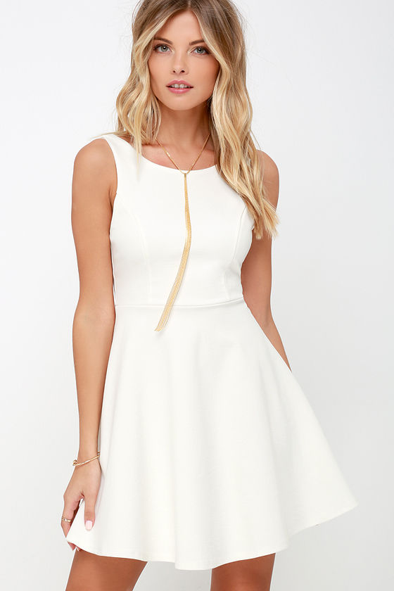 Cute Ivory Dress - Skater Dress - Ivory Backless Dress - Lulus