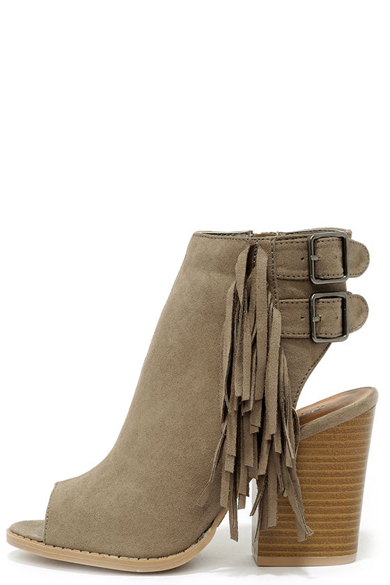 womens ankle booties taupe