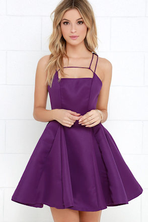 dressing fit Fit and Flare Purple Lycra Dress For Women