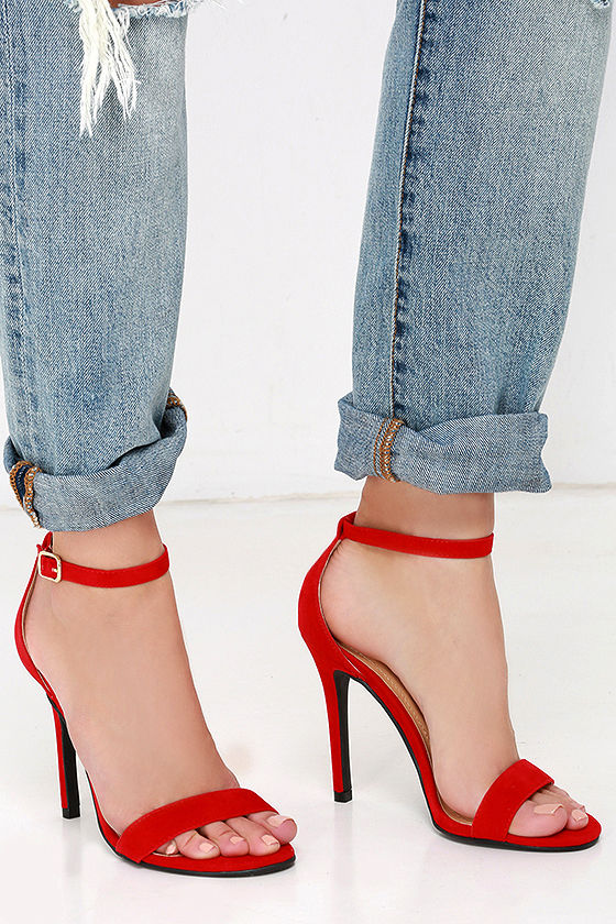 Sexy Single Strap Heels - Ankle Strap Heels - Red Heels - $26.00 - Lulus