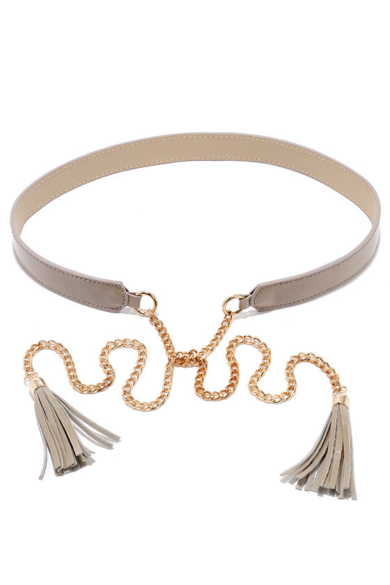 Cute Black and Gold Belt Gold Chain Belt Tassel Belt 18.00