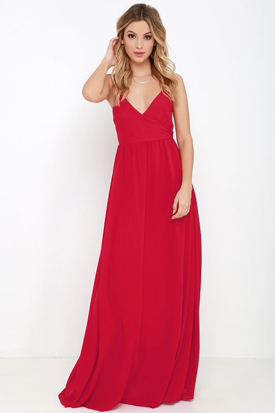 On the Silver Screen Red Maxi Dress
