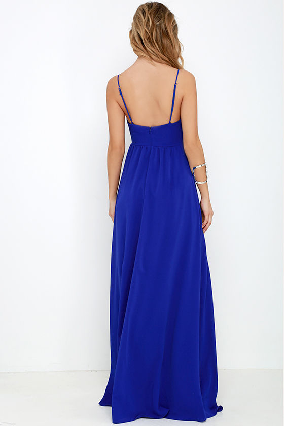 Lovely Royal Blue Dress - Maxi Dress - Sleeveless Maxi - $84.00