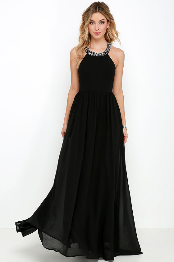 maxi black formal dress