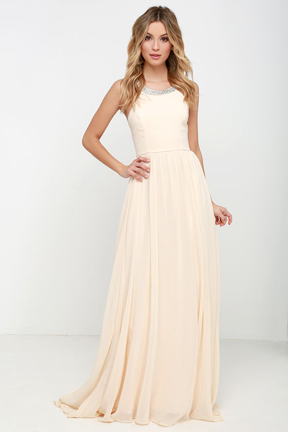 Cheerful Pale Peach Maxi Dress