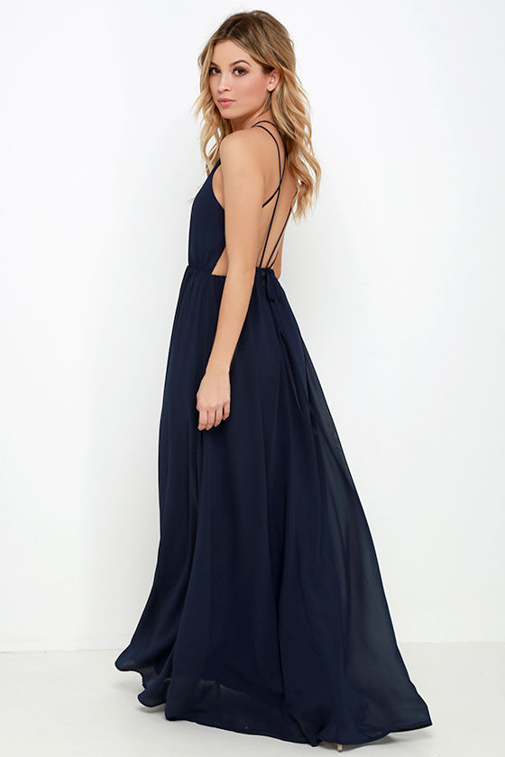 midnight blue long dress
