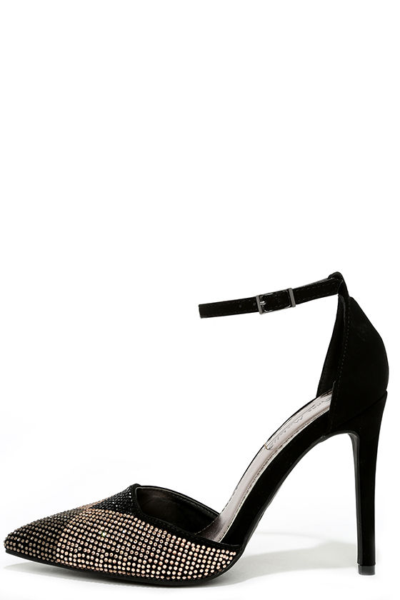 Pretty Black Pumps Rhinestone Pumps Rhinestone Heels 32.00 Lulus