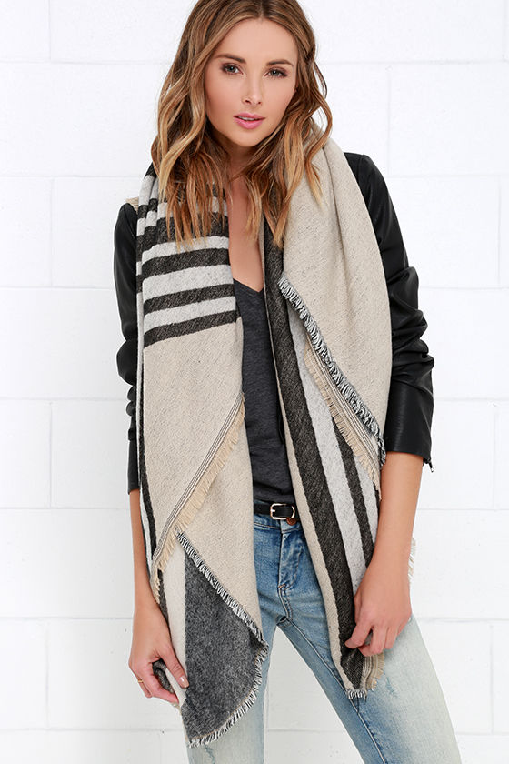 Stylish Beige Scarf - Striped Scarf - $27.00 - Lulus
