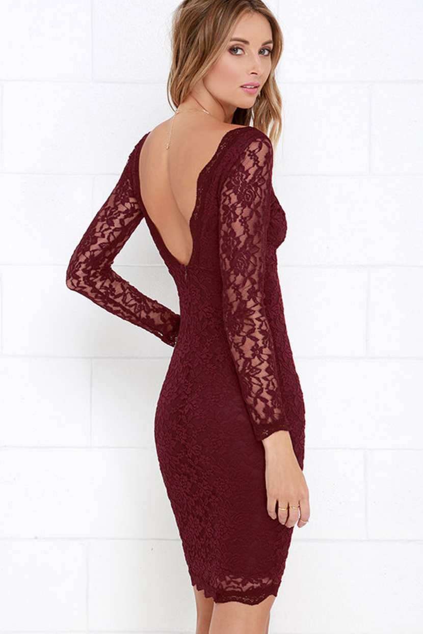 burgundy dress skater Carolina Crimson Lace Maxi Dress Small