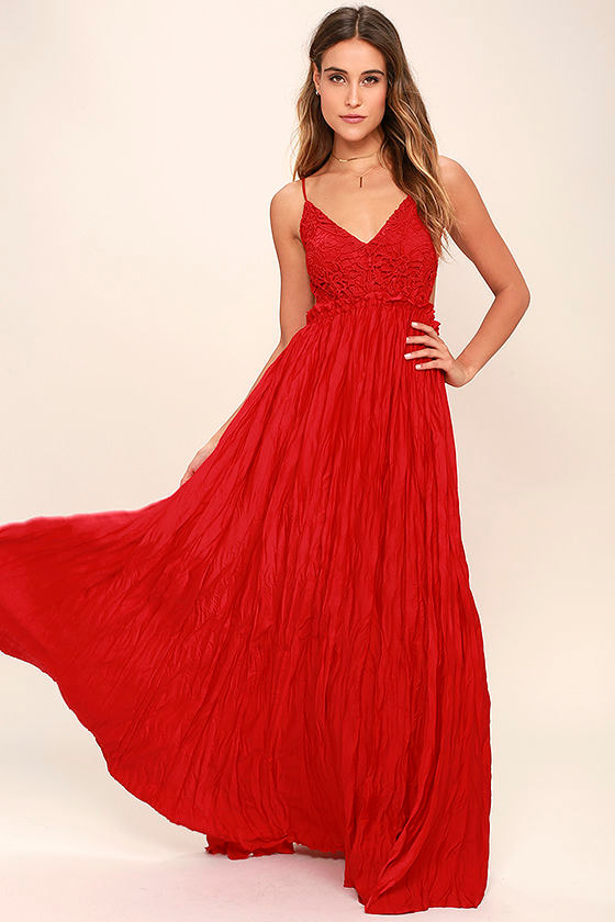 red summer maxi dress