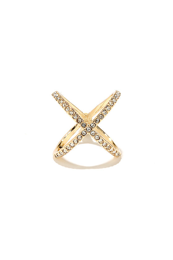 Perfect Poetry Gold Rhinestone Ring
