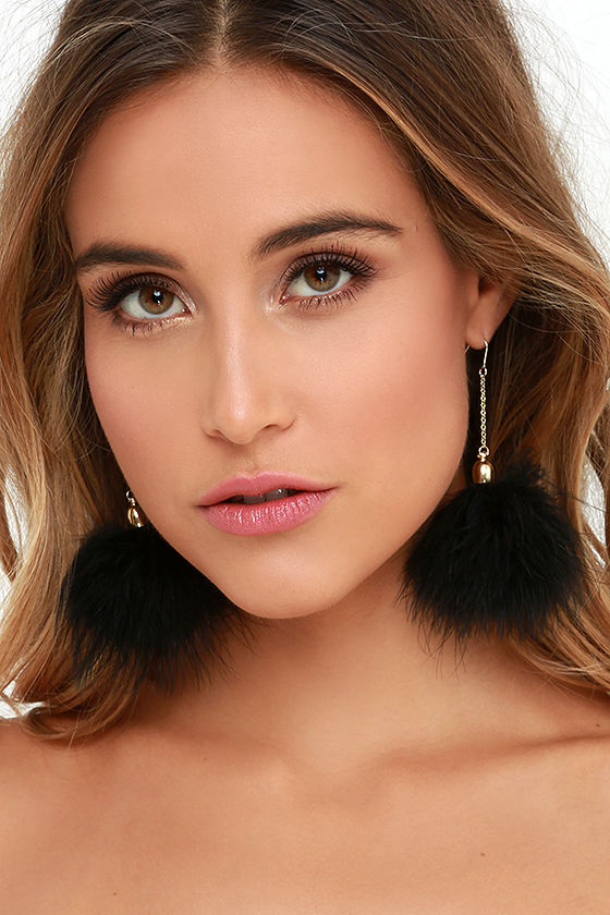 Flock Together Black Feather Earrings