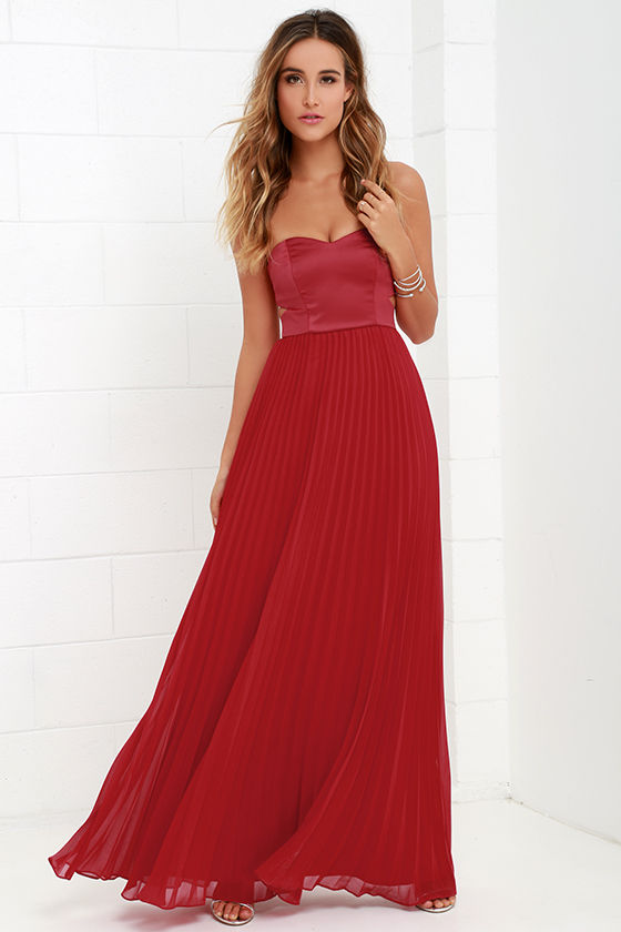 Lovely Wine Red Dress - Straples Dress - Maxi Dress - $109.00 - Lulus