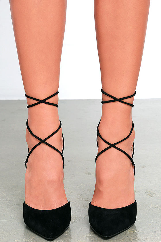 LULUS Michele Black Lace-Up Heels 2
