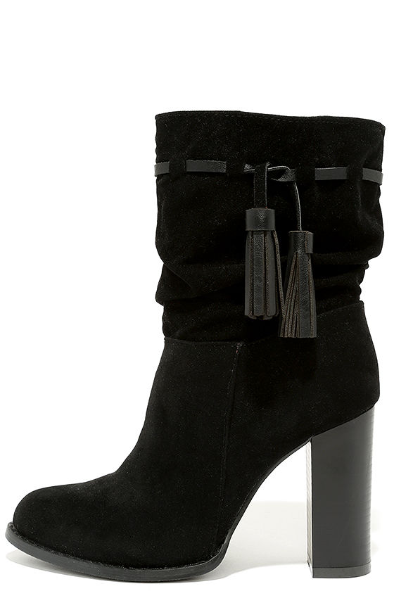 mid calf black boots with heel