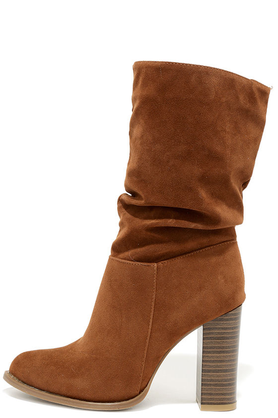 tan suede high heel boots