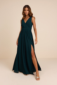 Thoughts of Hue Emerald Green Surplice Maxi Dress 2