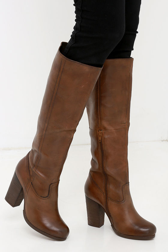 cognac leather boots