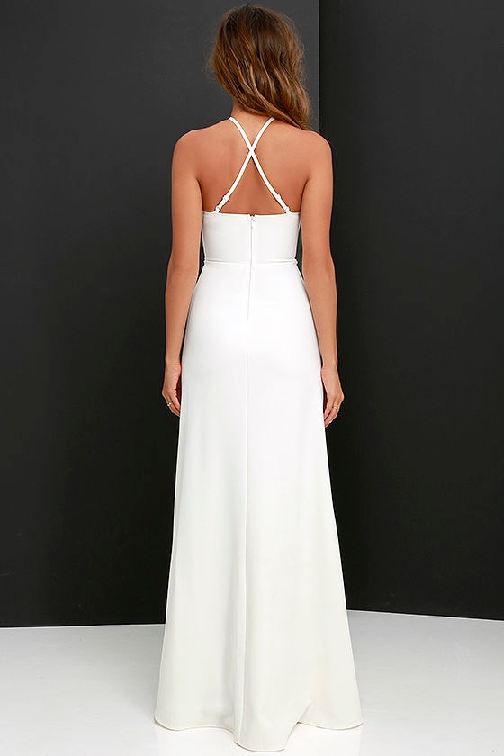 Lovely Ivory Dress Halter Dress Maxi Dress 6800