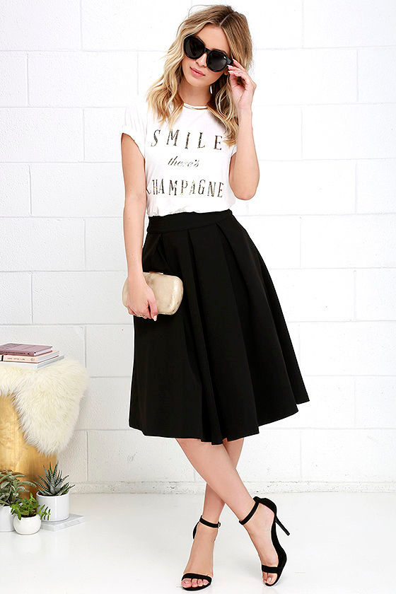 What To Wear With A Black Midi Skirt