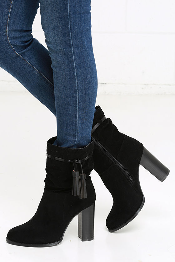 black boots with heels mid calf