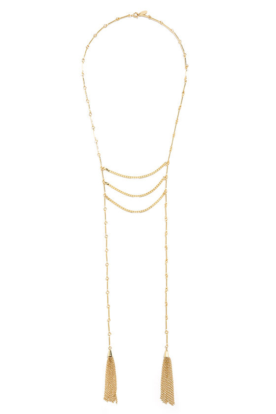 Cool Gold Necklace - Tassel Necklace - $17.00