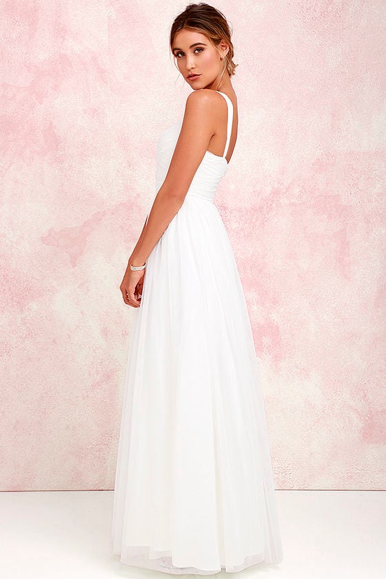 long white tulle dress