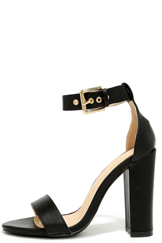 Galleria Black Ankle Strap Heels