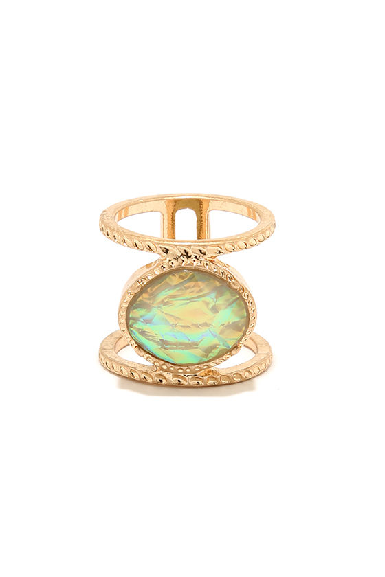 Pretty Gold Ring - Iridescent Ring - Caged Ring - $12.00 - Lulus