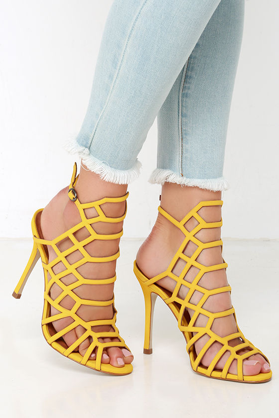 leather caged heels