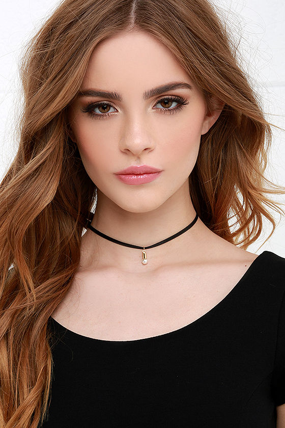 Cute Black Necklace - Choker Necklace - Pearl Necklace - $11.00 - Lulus